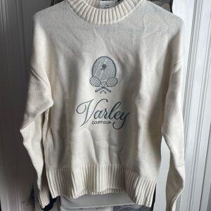 Varley Cream Graphic Crew Neck Sweater